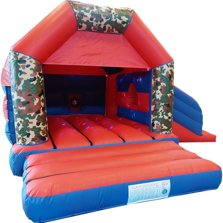 Army Camouflage Disco Bouncy Castle Slide Hire Farnborough - Kingdom of Castles