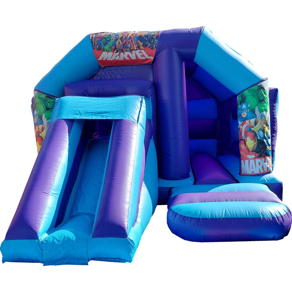 Avengers Front Slide Bouncy Castle Disco Hire Farnborough - Kingdom of Castles
