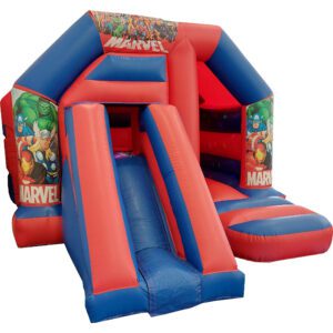 Avengers Front Slide Bouncy Castle Disco Hire Farnborough - Kingdom of Castles