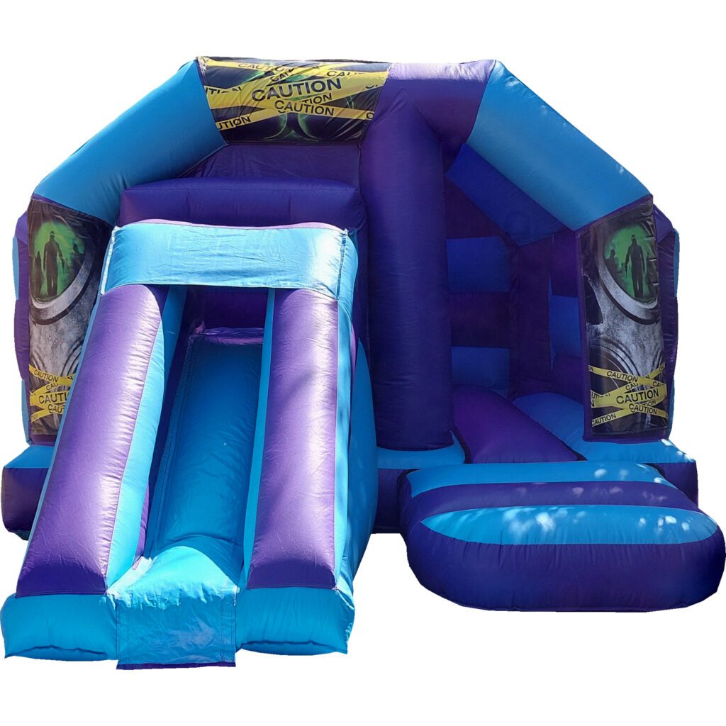 Caution Toxic Biohazard Front Slide Bouncy Castle Hire Farnborough - Kingdom of Castles