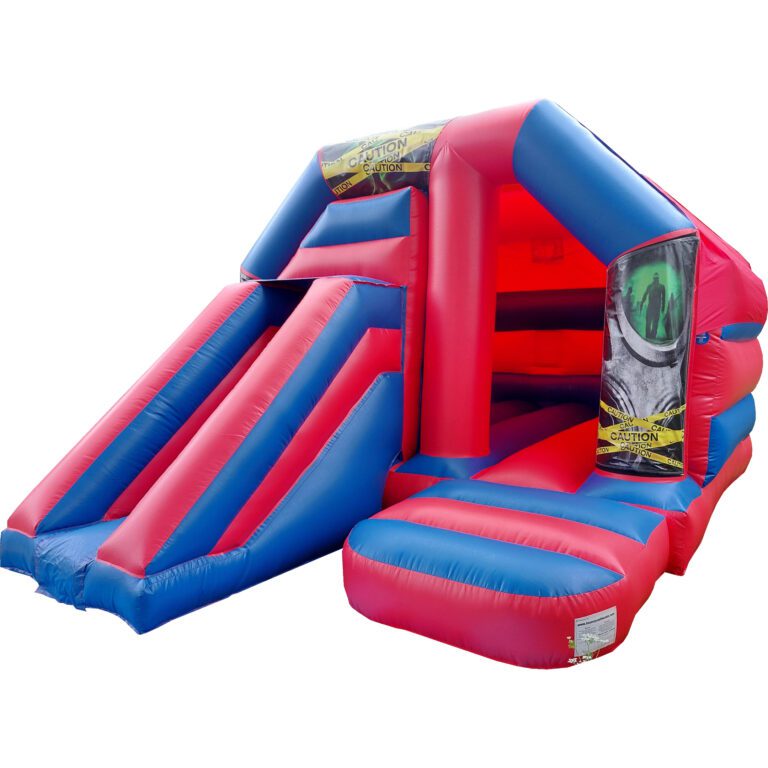 Caution Toxic Biohazard Front Slide Bouncy Castle Hire Farnborough - Kingdom of Castles