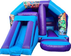 Super Heroes Front Slide Disco Bouncy Castle Farnborough - Kingdom of Castles