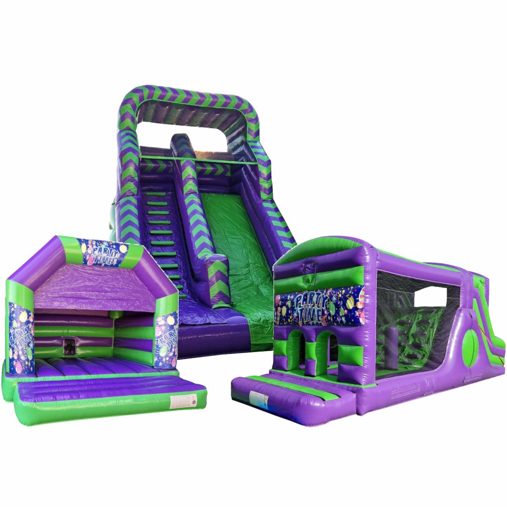 Bouncy castle, obstacle course and mega slide