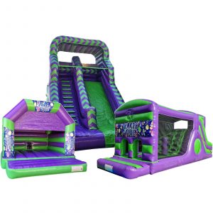 Bouncy castle, obstacle course and mega slide