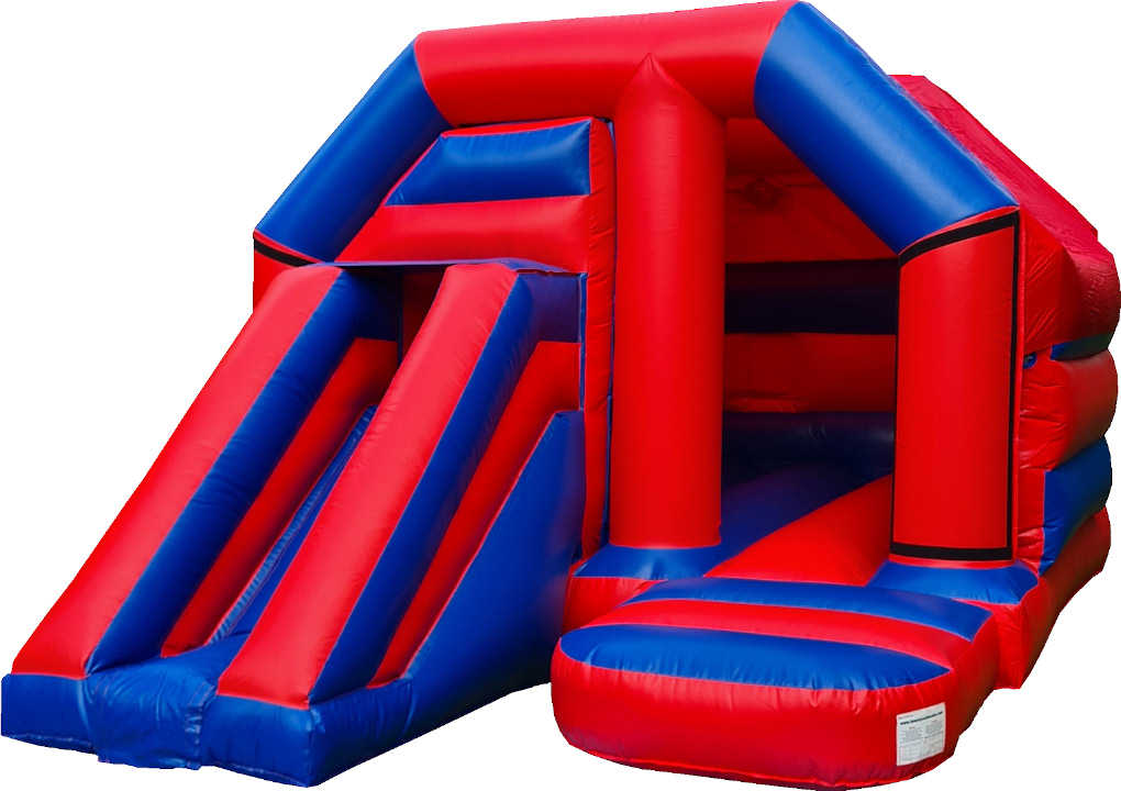Red Blue Front Slide Disco Bouncy Castle - Kingdom of Castles Farnborough