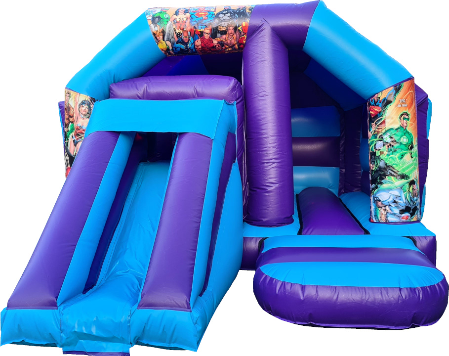 Super Heroes Front Slide Disco Bouncy Castle Farnborough - Kingdom of Castles