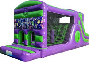 Party Time Balloons Disco Obstacle Course Fun Run Bouncy Castle - Kingdom of Castles