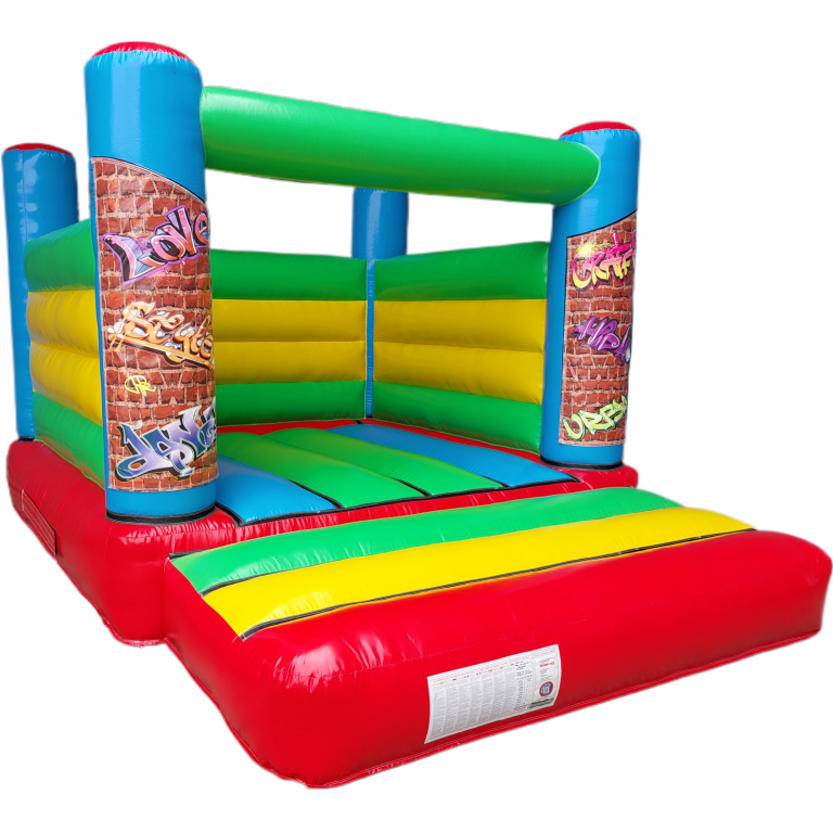 Graffiti Multicolour Low Height Bouncy Castle